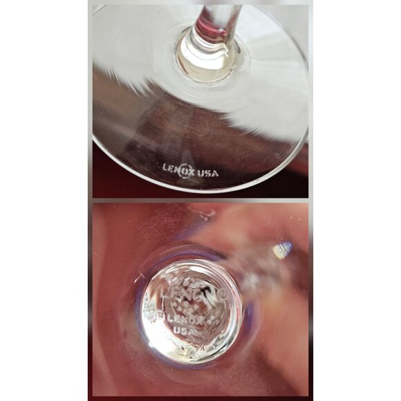 6 Lenox Unity Gold Wine Glasses 7.5" USA crystal goblets twisted stem marked 198 - Picture 7 of 10